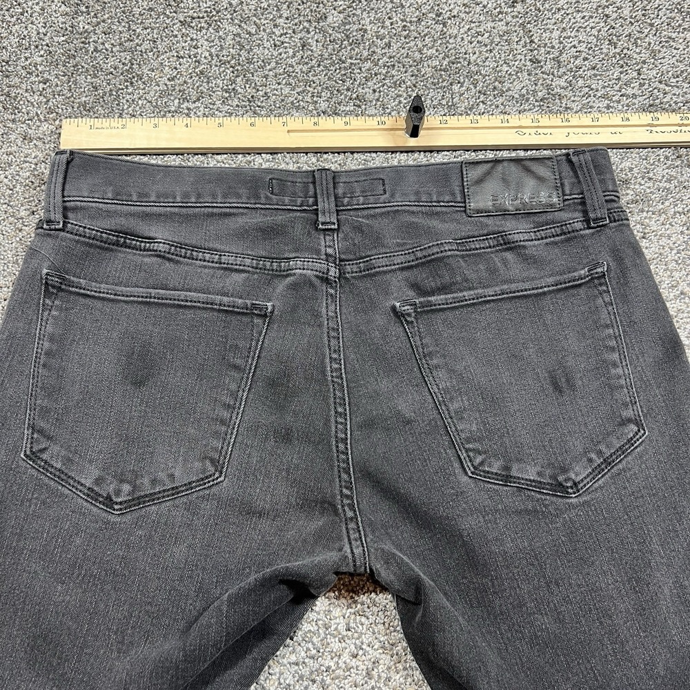 Express Jeans Mens 32x32 Black Rocco Slim‎ Straight Dark Wash Stretch Denim - Picture 5 of 12